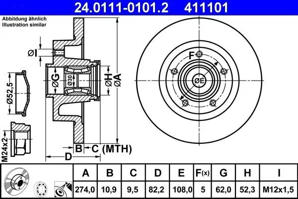 Bremsscheibe Hinterachse ATE 24.0111-0101.2
