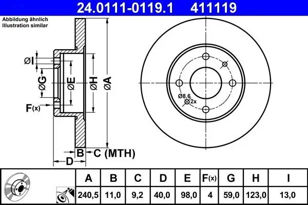 Bremsscheibe ATE 24.0111-0119.1