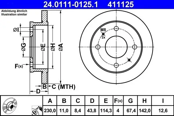 Bremsscheibe ATE 24.0111-0125.1 Bild Bremsscheibe ATE 24.0111-0125.1