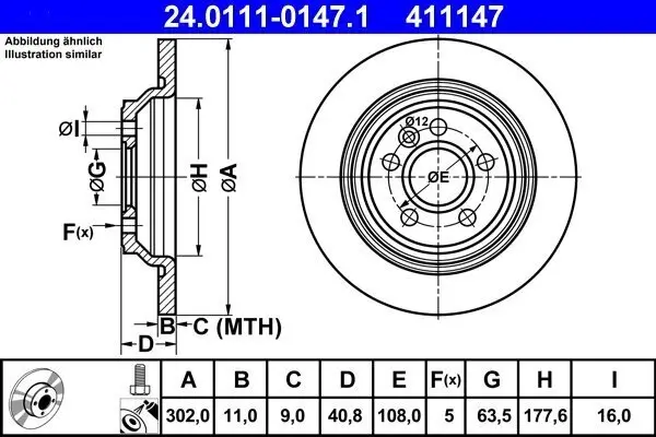 Bremsscheibe ATE 24.0111-0147.1