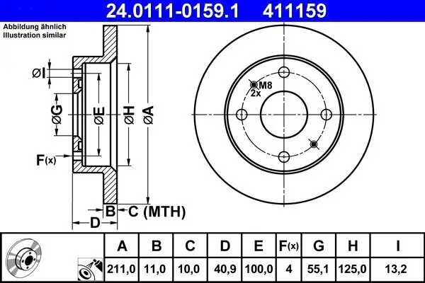Bremsscheibe Vorderachse ATE 24.0111-0159.1