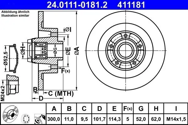 Bremsscheibe Hinterachse ATE 24.0111-0181.2
