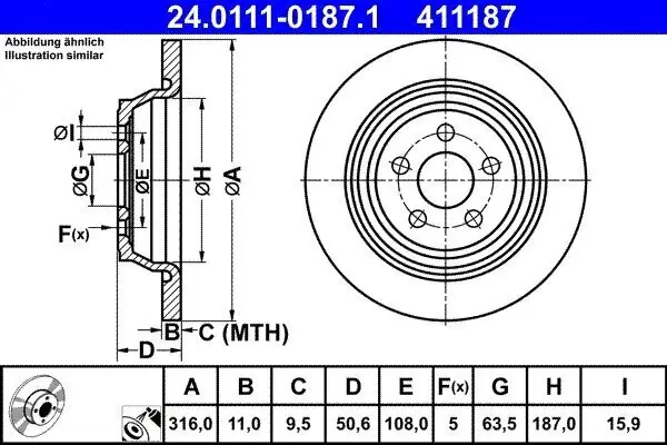 Bremsscheibe ATE 24.0111-0187.1