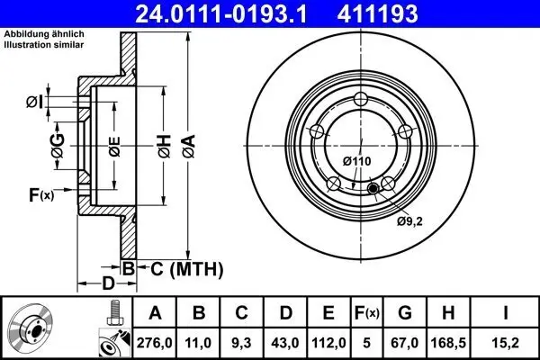 Bremsscheibe ATE 24.0111-0193.1