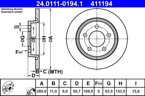 Bremsscheibe ATE 24.0111-0194.1