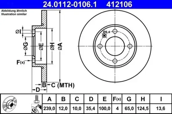 Bremsscheibe ATE 24.0112-0106.1 Bild Bremsscheibe ATE 24.0112-0106.1