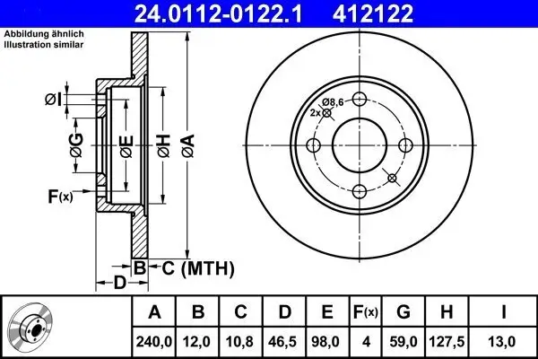 Bremsscheibe ATE 24.0112-0122.1