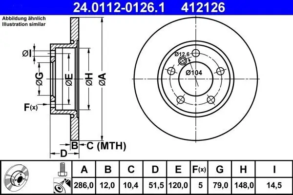 Bremsscheibe ATE 24.0112-0126.1