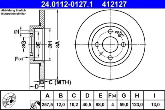 Bremsscheibe ATE 24.0112-0127.1 Bild Bremsscheibe ATE 24.0112-0127.1