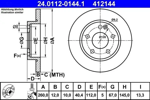 Bremsscheibe ATE 24.0112-0144.1