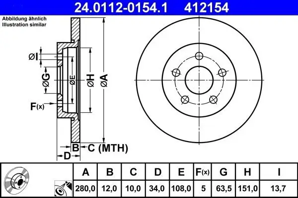 Bremsscheibe ATE 24.0112-0154.1