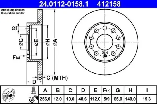 Bremsscheibe ATE 24.0112-0158.1 Bild Bremsscheibe ATE 24.0112-0158.1