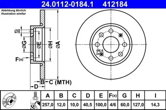 Bremsscheibe ATE 24.0112-0184.1 Bild Bremsscheibe ATE 24.0112-0184.1