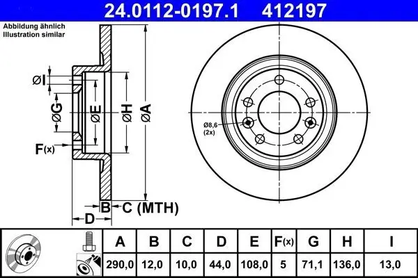 Bremsscheibe ATE 24.0112-0197.1