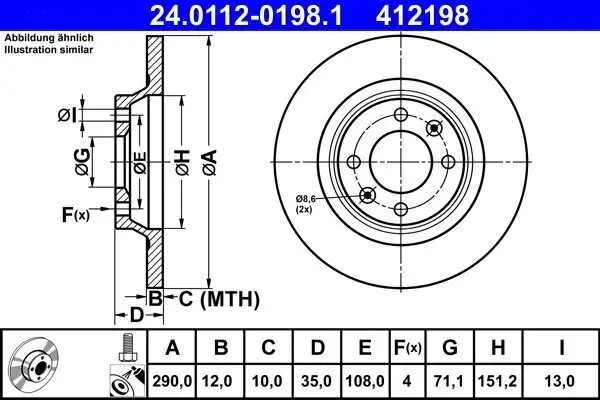 Bremsscheibe ATE 24.0112-0198.1