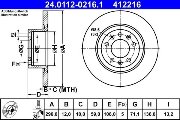 Bremsscheibe ATE 24.0112-0216.1