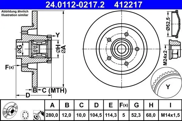 Bremsscheibe Hinterachse ATE 24.0112-0217.2