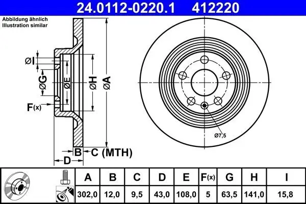 Bremsscheibe ATE 24.0112-0220.1