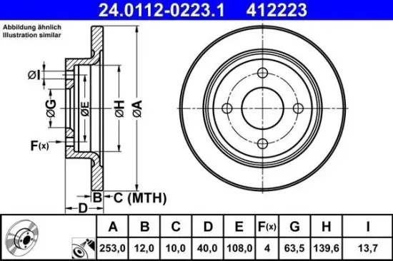 Bremsscheibe ATE 24.0112-0223.1 Bild Bremsscheibe ATE 24.0112-0223.1