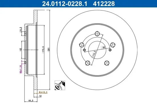 Bremsscheibe ATE 24.0112-0228.1 Bild Bremsscheibe ATE 24.0112-0228.1