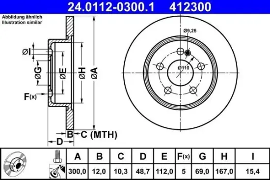 Bremsscheibe ATE 24.0112-0300.1 Bild Bremsscheibe ATE 24.0112-0300.1