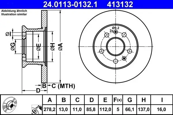 Bremsscheibe ATE 24.0113-0132.1