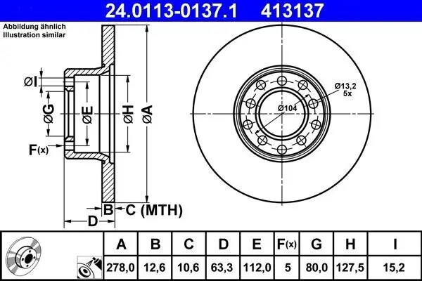 Bremsscheibe ATE 24.0113-0137.1