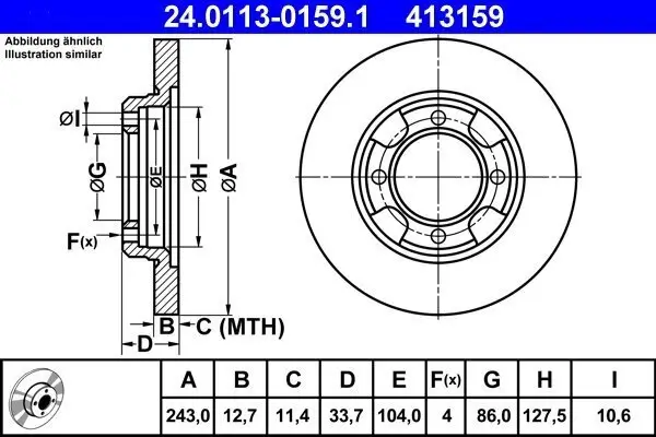 Bremsscheibe ATE 24.0113-0159.1