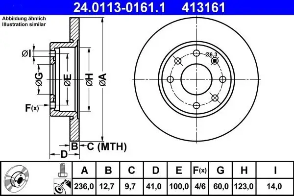 Bremsscheibe ATE 24.0113-0161.1