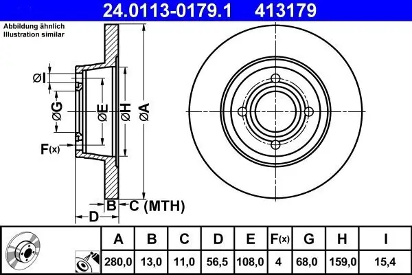 Bremsscheibe Vorderachse ATE 24.0113-0179.1