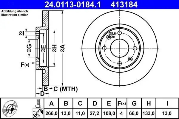 Bremsscheibe ATE 24.0113-0184.1