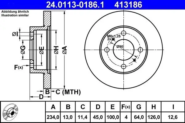 Bremsscheibe Vorderachse ATE 24.0113-0186.1