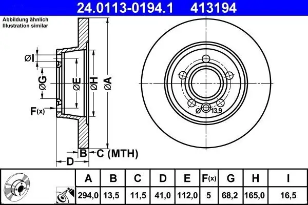 Bremsscheibe ATE 24.0113-0194.1