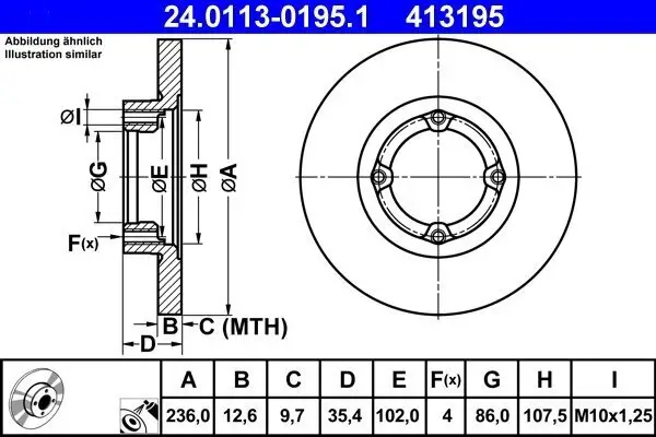 Bremsscheibe Vorderachse ATE 24.0113-0195.1
