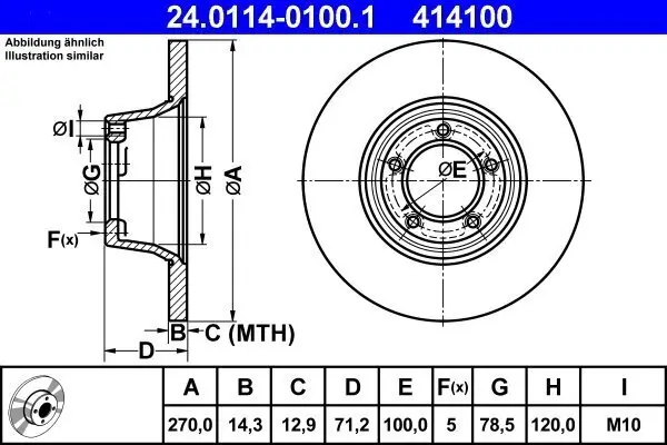 Bremsscheibe ATE 24.0114-0100.1