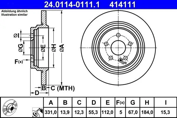 Bremsscheibe ATE 24.0114-0111.1