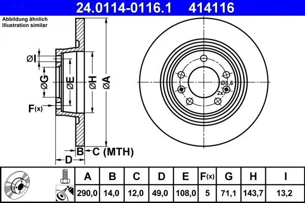 Bremsscheibe ATE 24.0114-0116.1