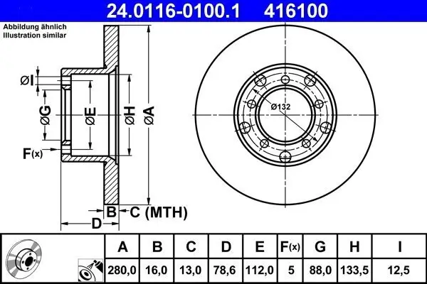 Bremsscheibe ATE 24.0116-0100.1