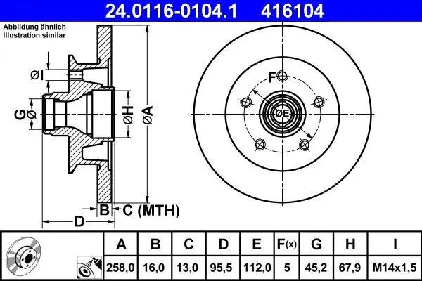 Bremsscheibe Vorderachse ATE 24.0116-0104.1