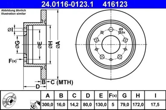 Bremsscheibe ATE 24.0116-0123.1 Bild Bremsscheibe ATE 24.0116-0123.1