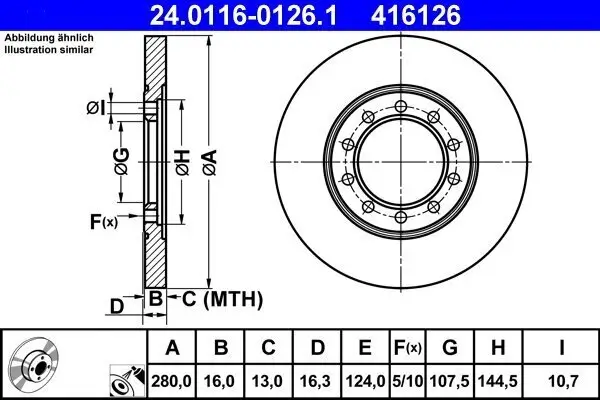 Bremsscheibe ATE 24.0116-0126.1