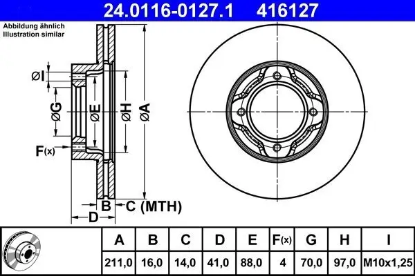 Bremsscheibe Vorderachse ATE 24.0116-0127.1