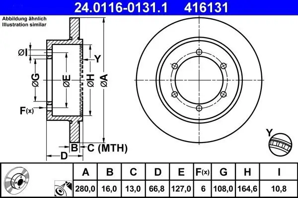 Bremsscheibe ATE 24.0116-0131.1