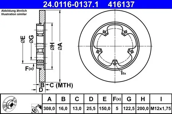 Bremsscheibe ATE 24.0116-0137.1