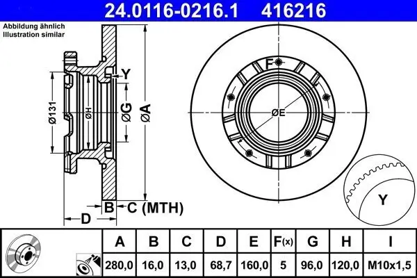 Bremsscheibe ATE 24.0116-0216.1