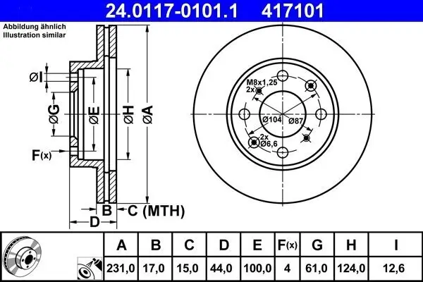 Bremsscheibe ATE 24.0117-0101.1