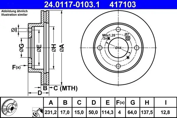 Bremsscheibe ATE 24.0117-0103.1