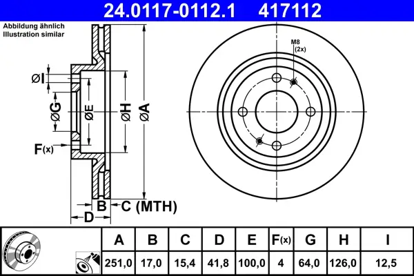 Bremsscheibe Vorderachse ATE 24.0117-0112.1
