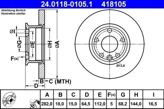 Bremsscheibe ATE 24.0118-0105.1 Bild Bremsscheibe ATE 24.0118-0105.1