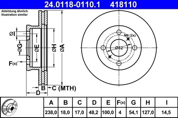 Bremsscheibe Vorderachse ATE 24.0118-0110.1